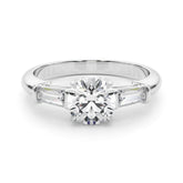 3 Stone Ring Round Center Taper Baguette Sides - TN85330